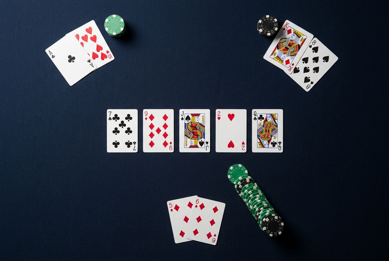 Simple educational poker diagram of a larger bluff size pressuring river bluff-catchers