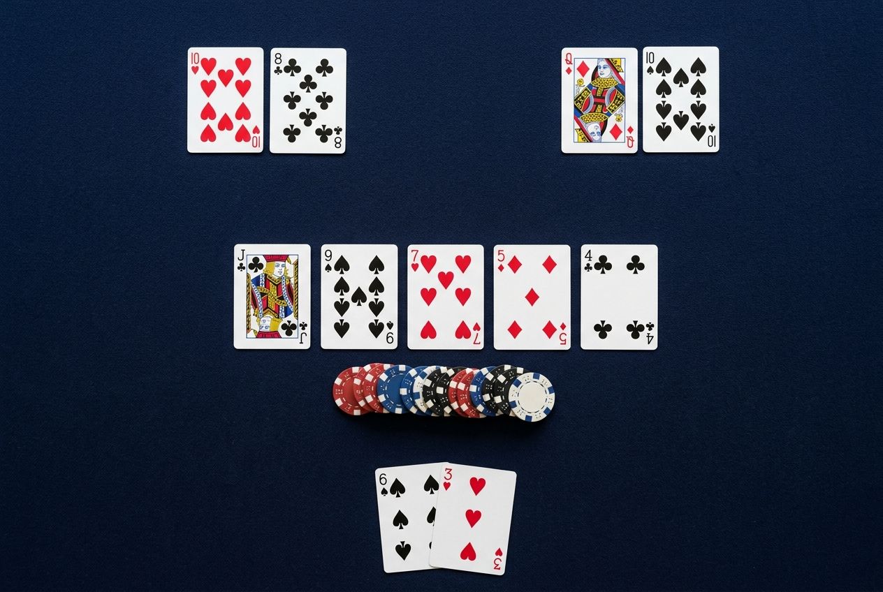 Simple educational poker diagram of a larger bluff size pressuring river bluff-catchers