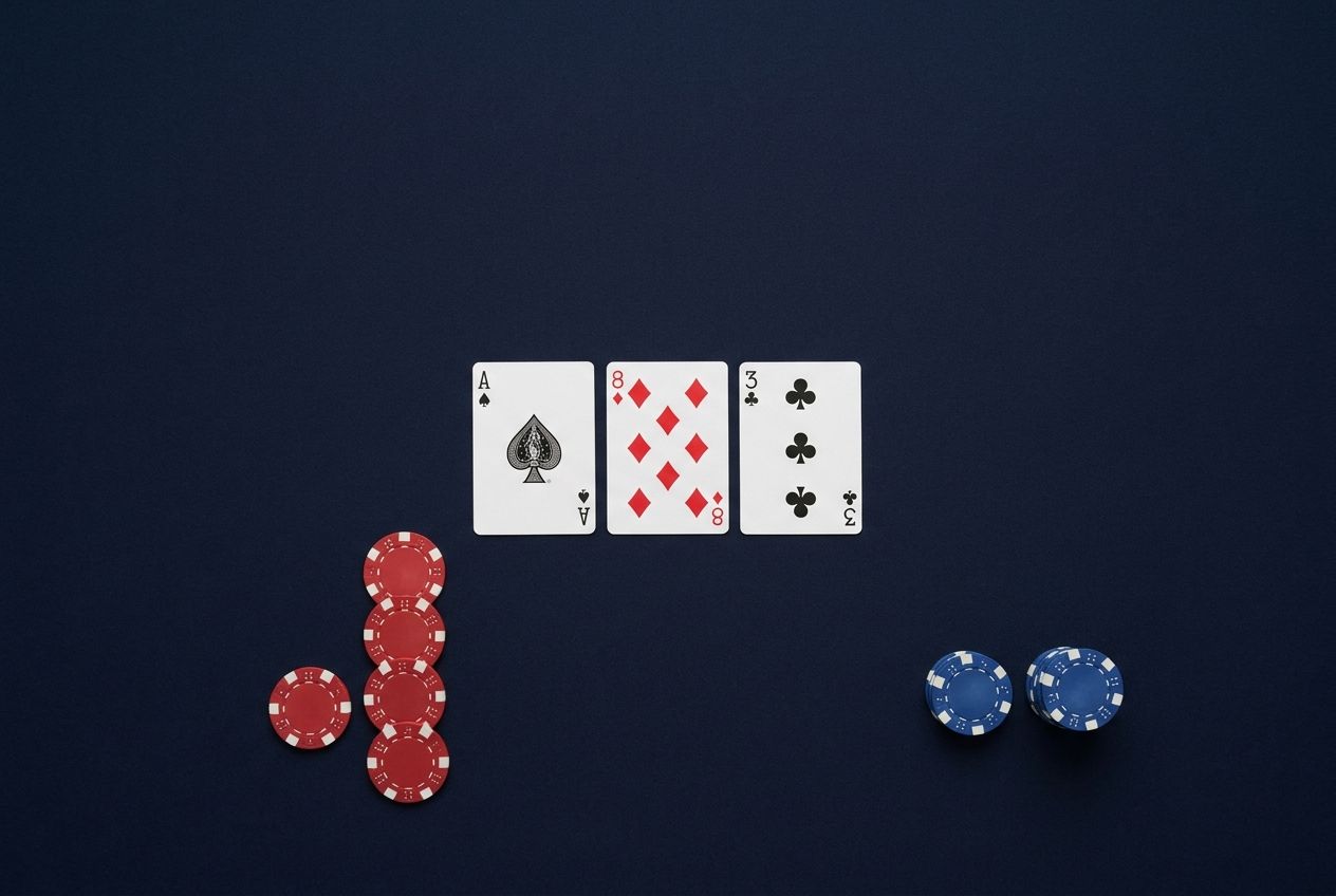 Simple educational poker diagram of dry board c-bet pressure