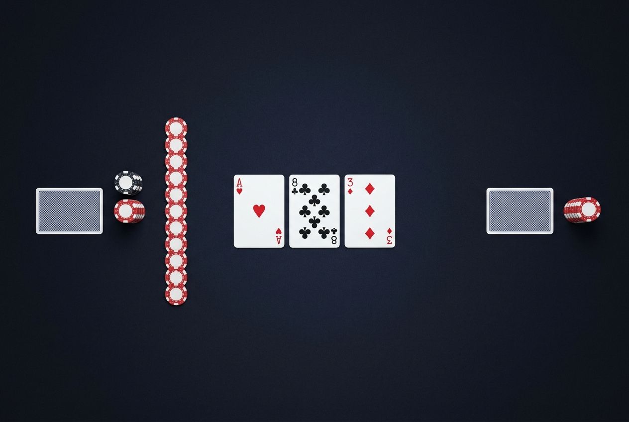 Simple educational poker diagram of dry board c-bet pressure