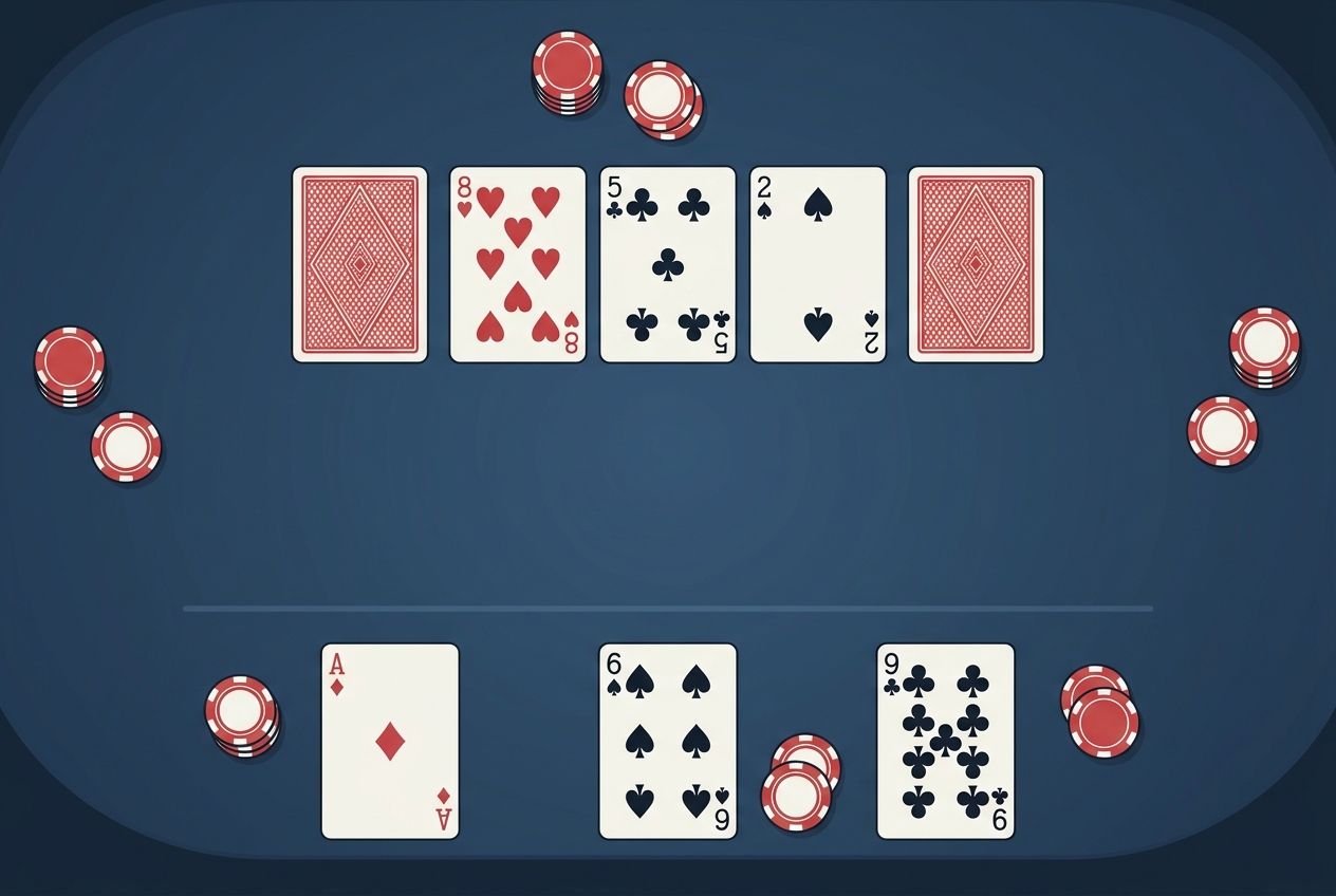Simple educational poker diagram of good and bad turn lanes on a dry board