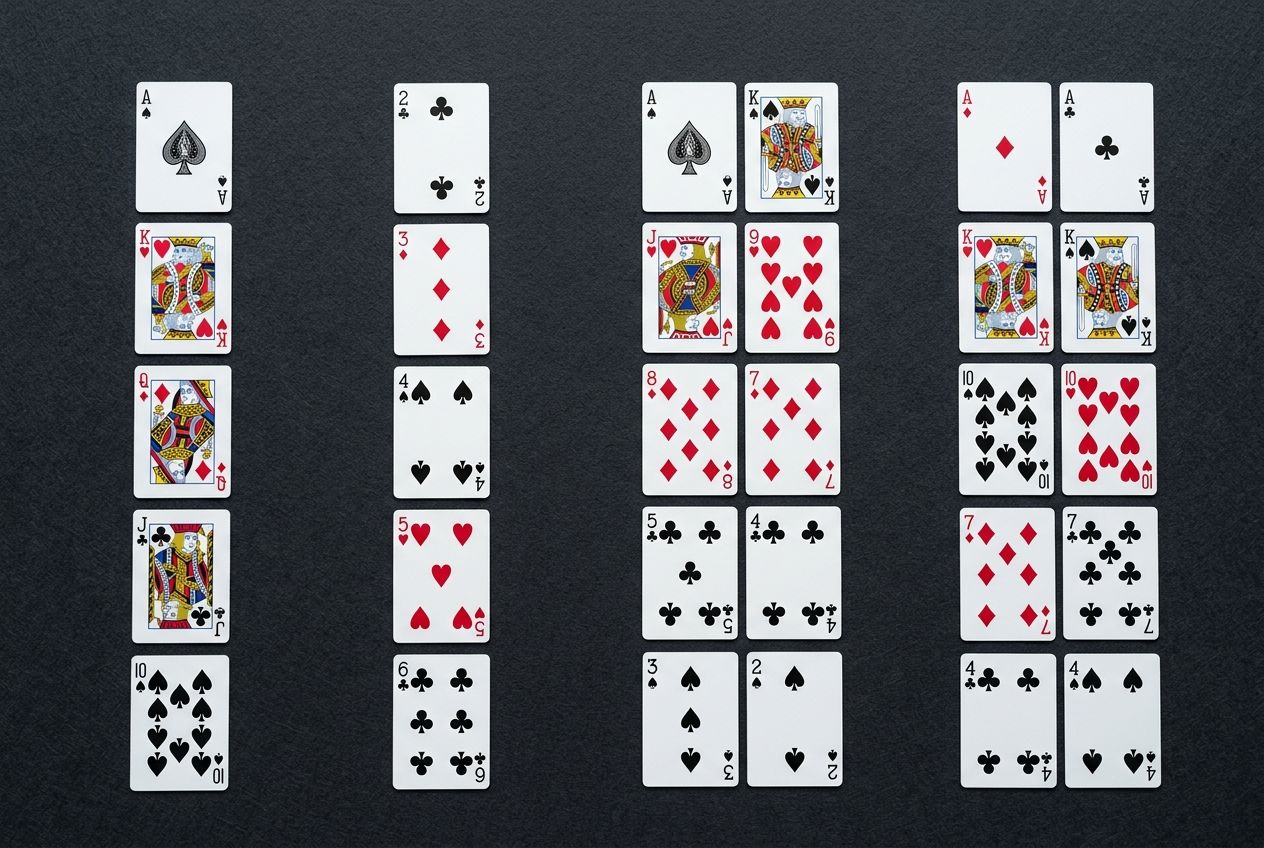 Simple educational poker diagram of ranks and suits