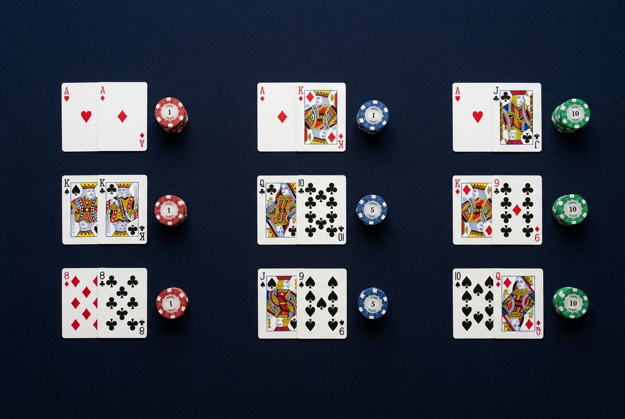 Simple educational poker diagram of suited, offsuit, and pocket pair hand families