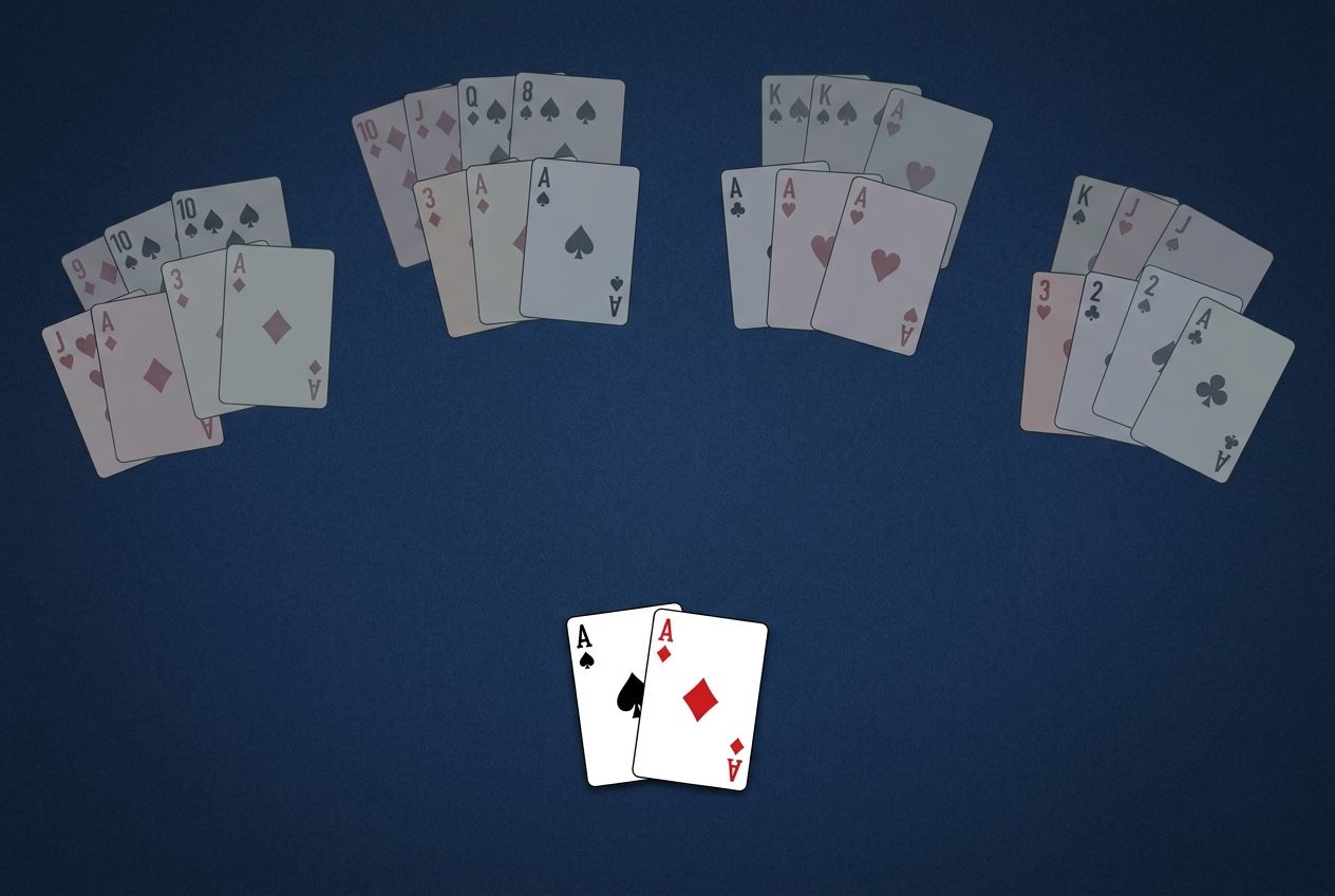 Simple educational poker diagram of blocker removal from opponent value hands