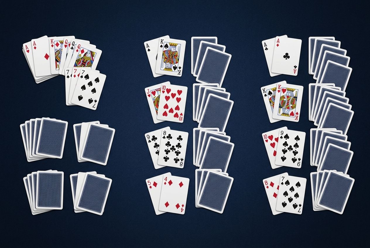 Simple educational poker diagram of pair, suited, and offsuit combo families