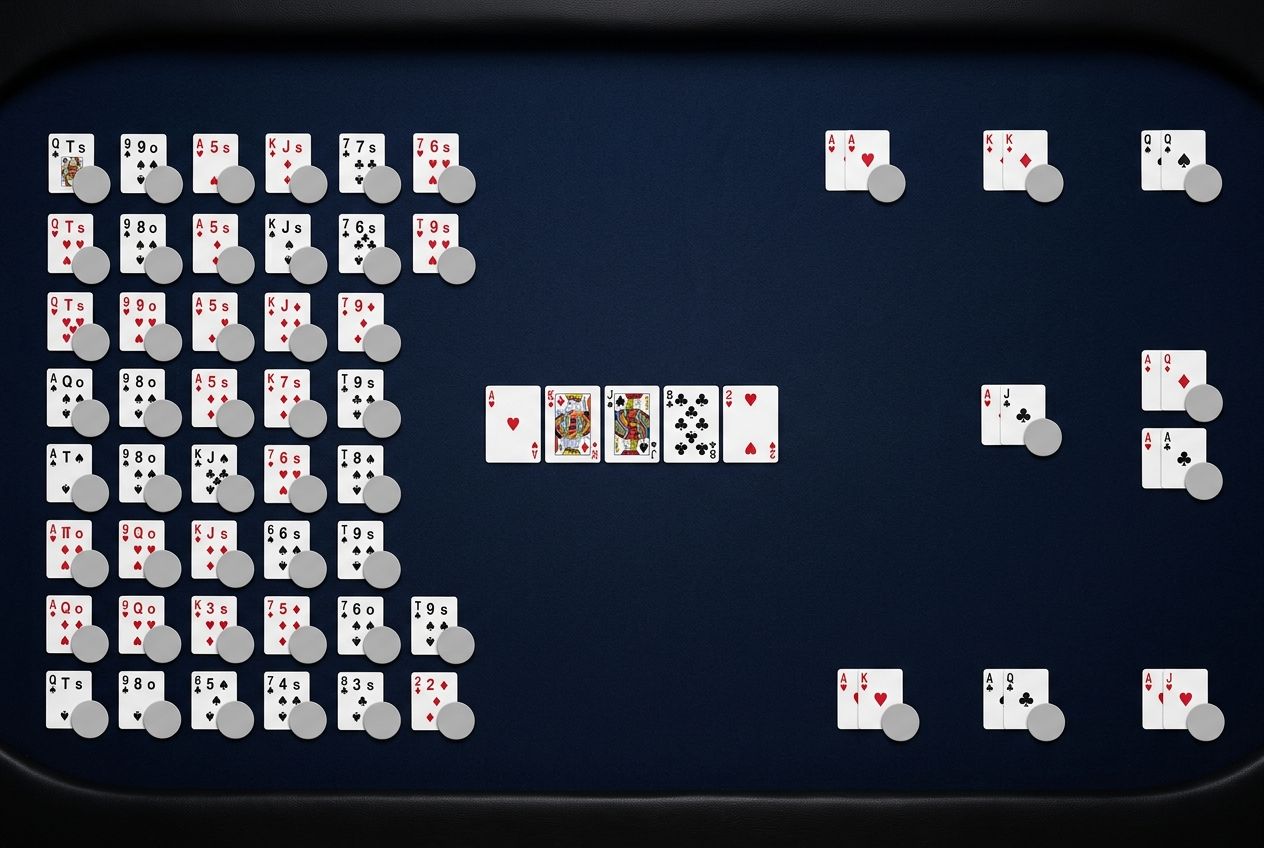 Simple educational poker diagram of average range edge versus top-end nut edge
