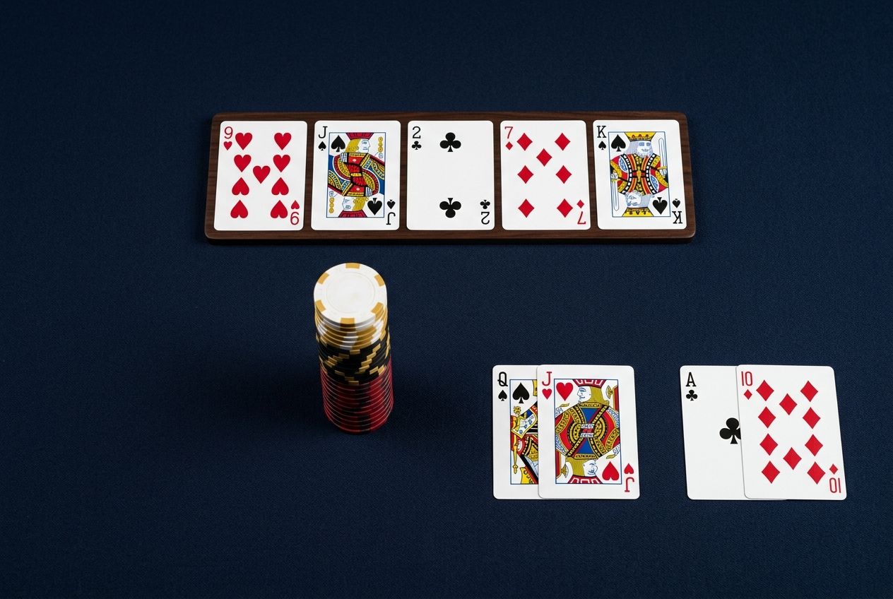 Simple educational poker diagram of a polar river value versus bluff spot