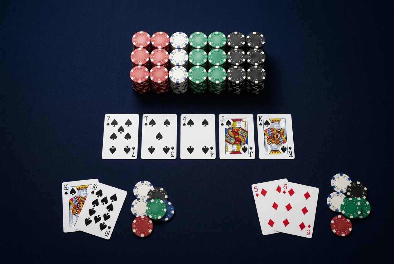 Simple educational poker diagram of a polar river value versus bluff spot