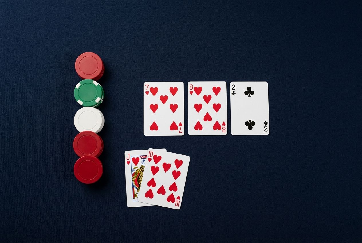 Simple educational poker diagram of a strong draw with fold equity pressure