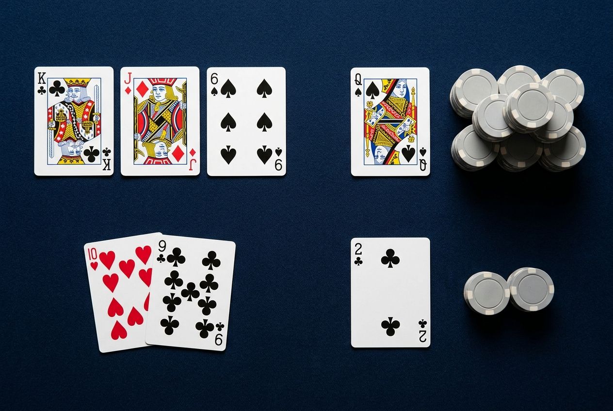 Simple educational poker diagram of draw aggression reacting to improve and brick turns