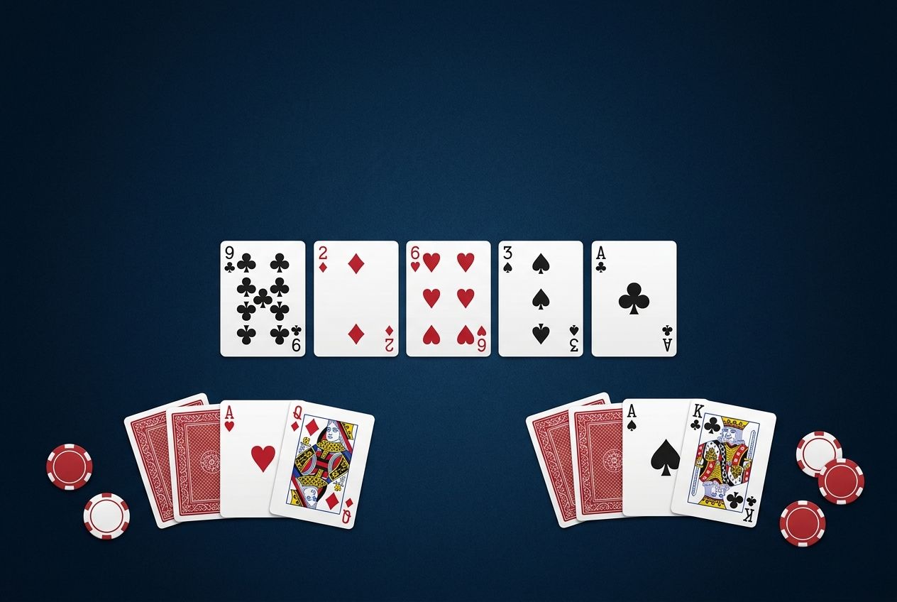 Simple educational poker diagram comparing equal pair strength with different kickers