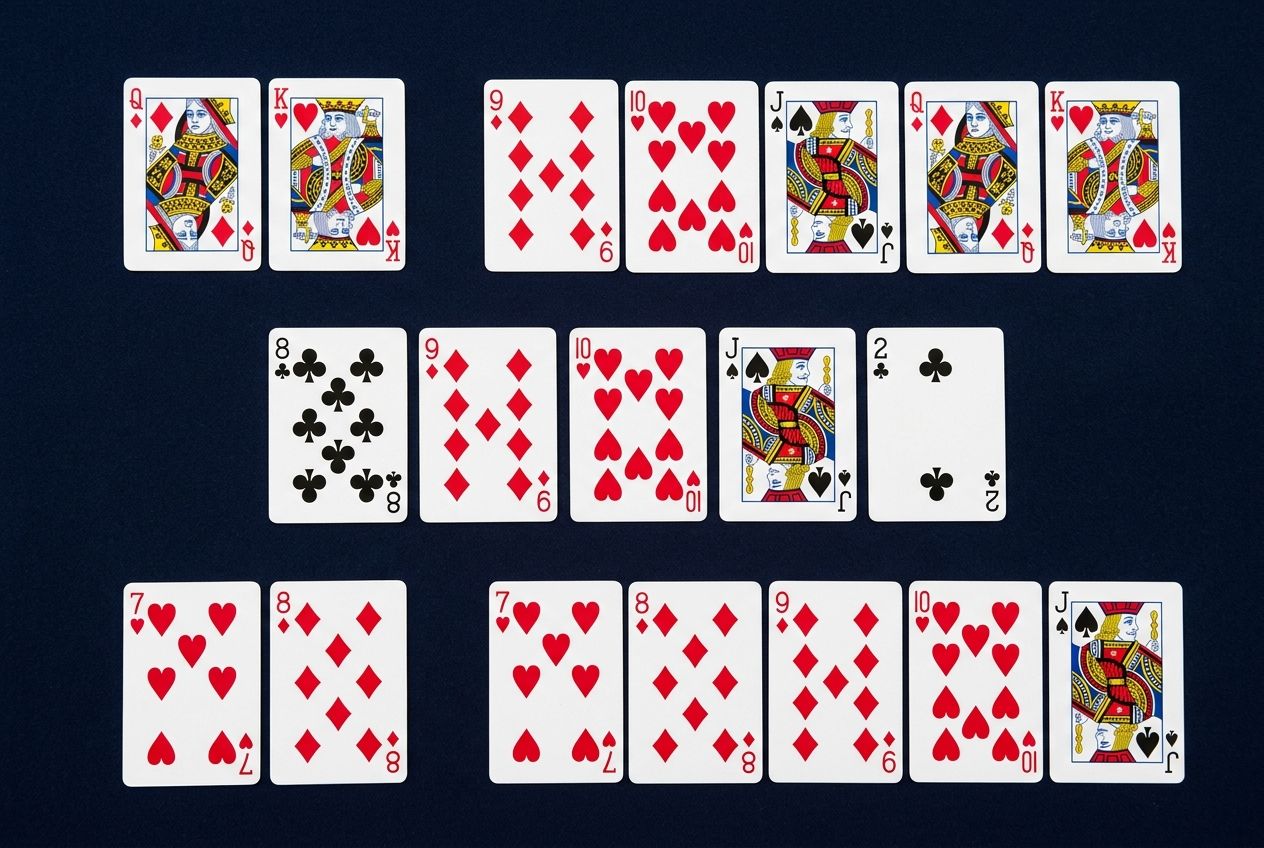Simple educational poker diagram of selecting the best five cards at showdown