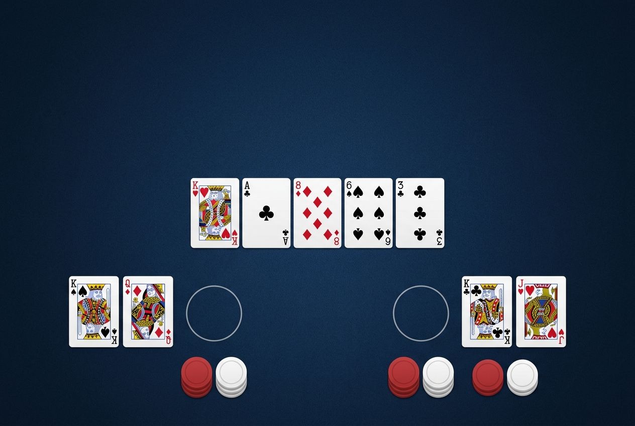 Simple educational poker diagram comparing equal pair strength with different kickers