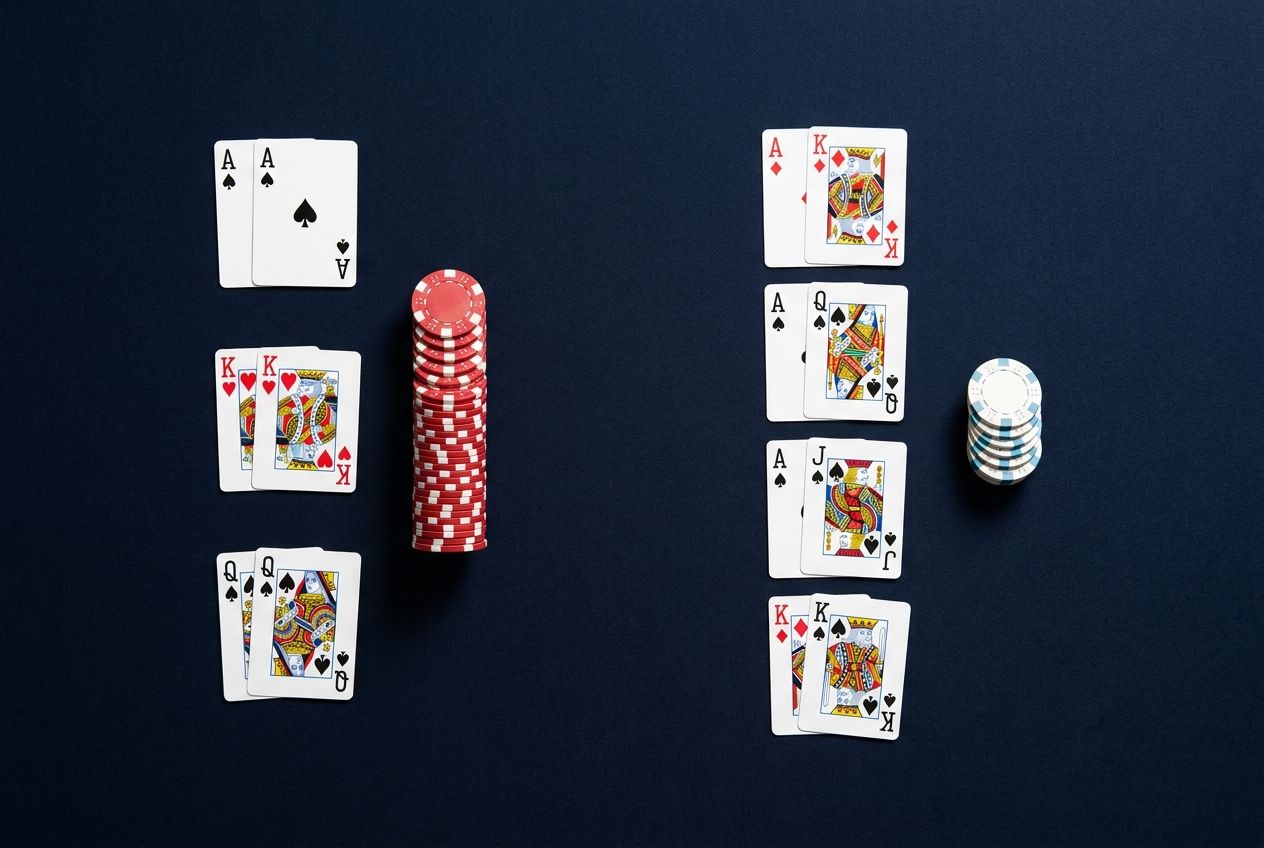 Simple educational poker diagram of value and bluff 4-bet structures