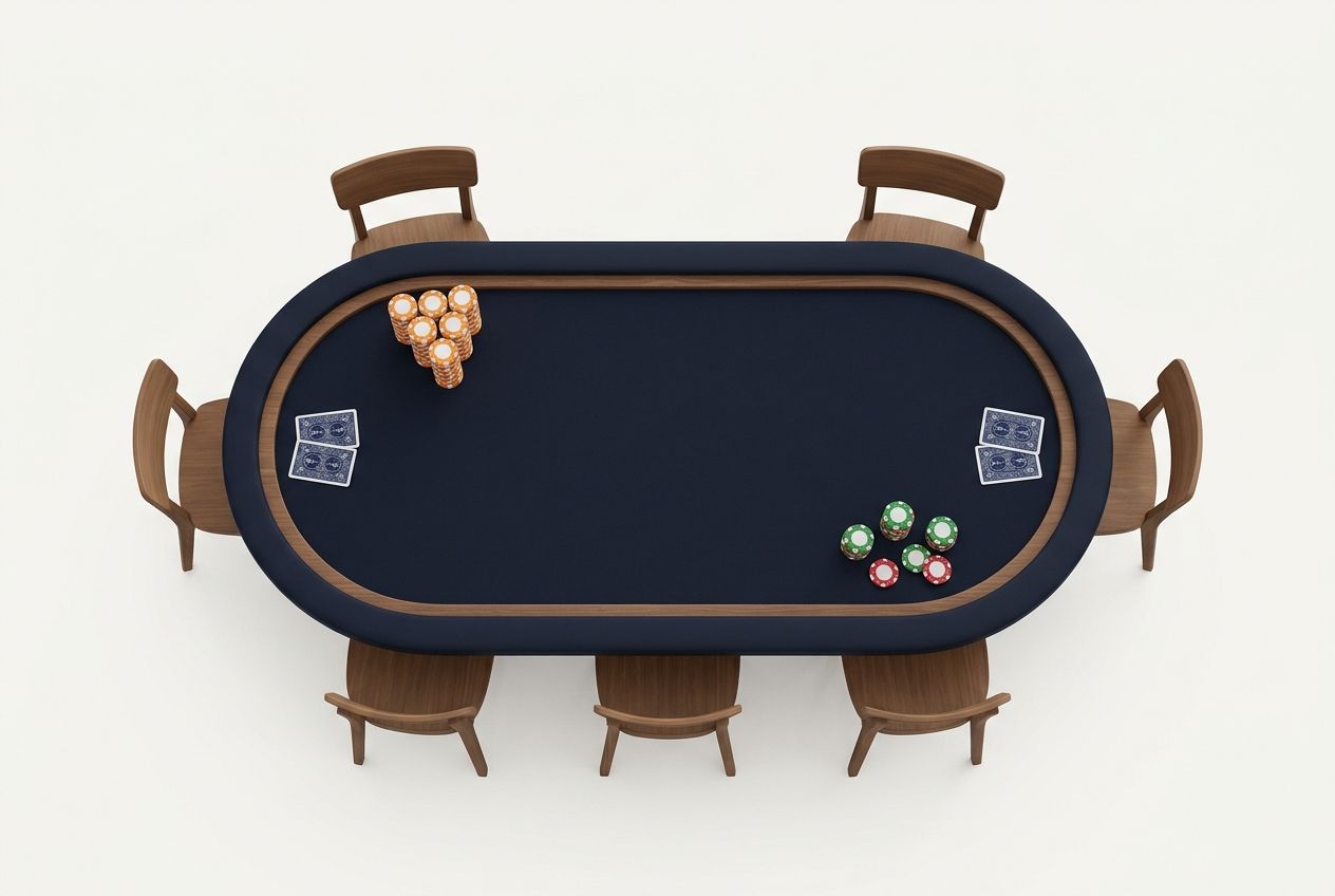 어두운 네이비 펠트 위에서 정돈된 오픈 레이즈 진입과 느슨한 림프 진입이 칩 간격 차이로 대비되는 단순 교육 일러스트. 텍스트나 라벨 없이 구조 차이만 보인다.