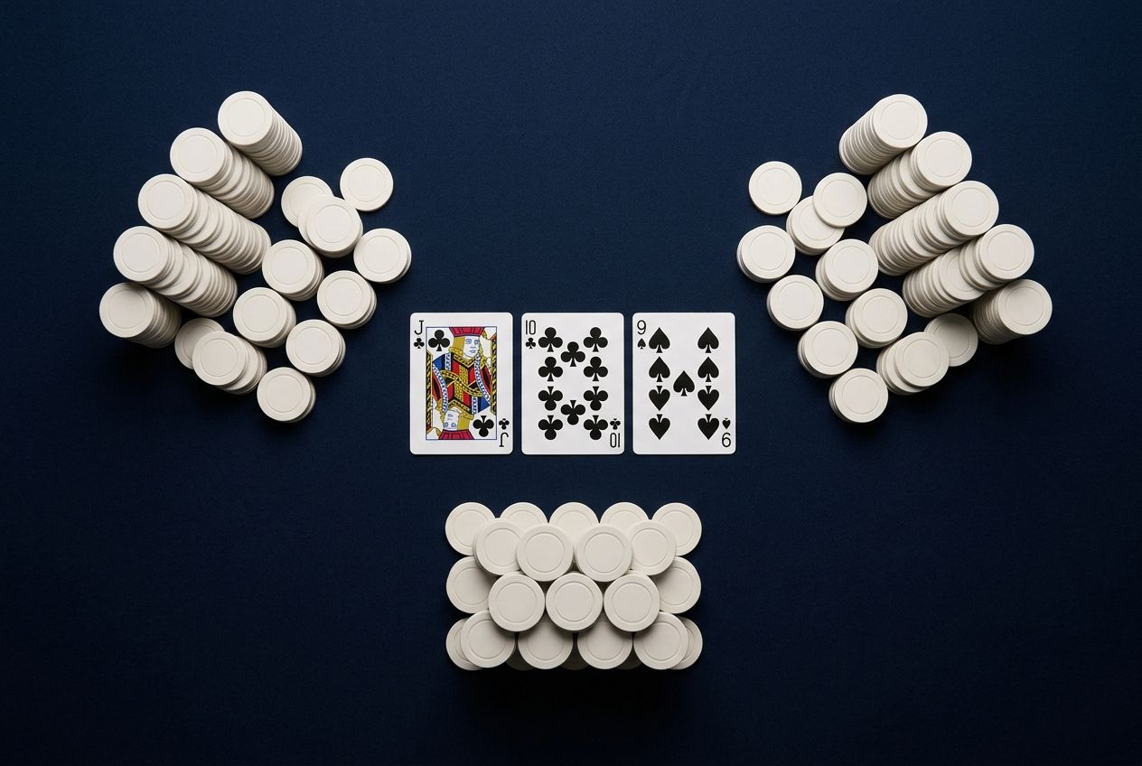 Simple educational poker diagram of a connected two-tone wet board