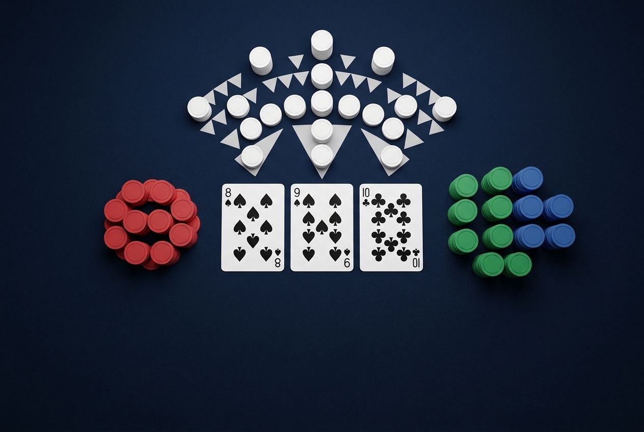 Simple educational poker diagram of a connected two-tone wet board