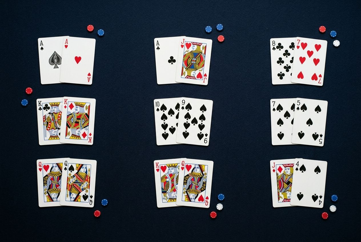 Simple educational poker diagram of premium, playable, and fold-heavy starting hands